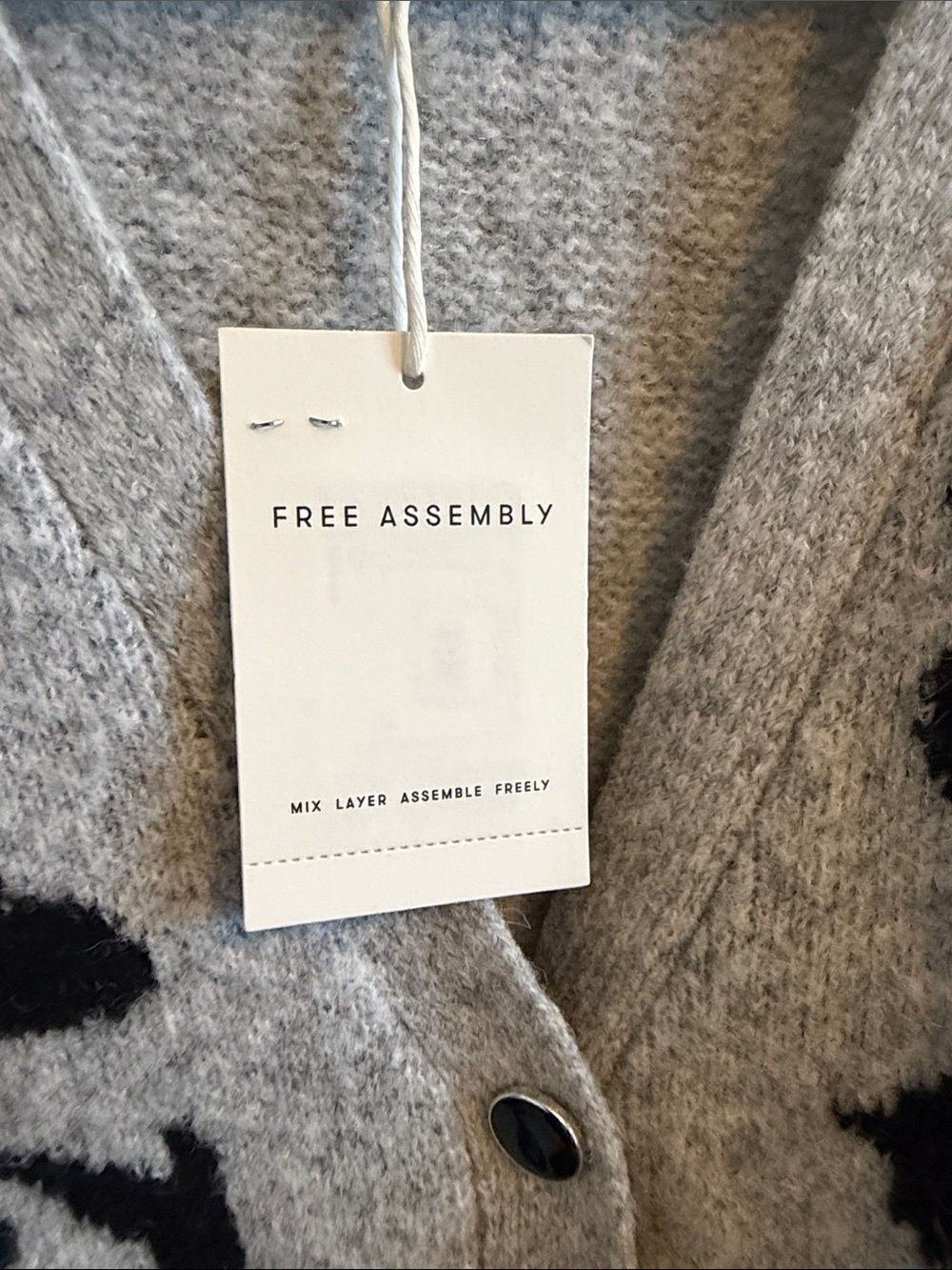 Free Assembly Gray Floral Button-Up Cardigan Sweater - Picture 2 of 6
